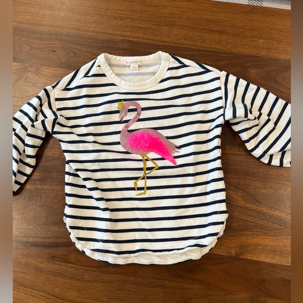 CrewCuts flamingo striped sweater